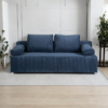 granatowa kanapa tapicerowana doris z funkcją spania