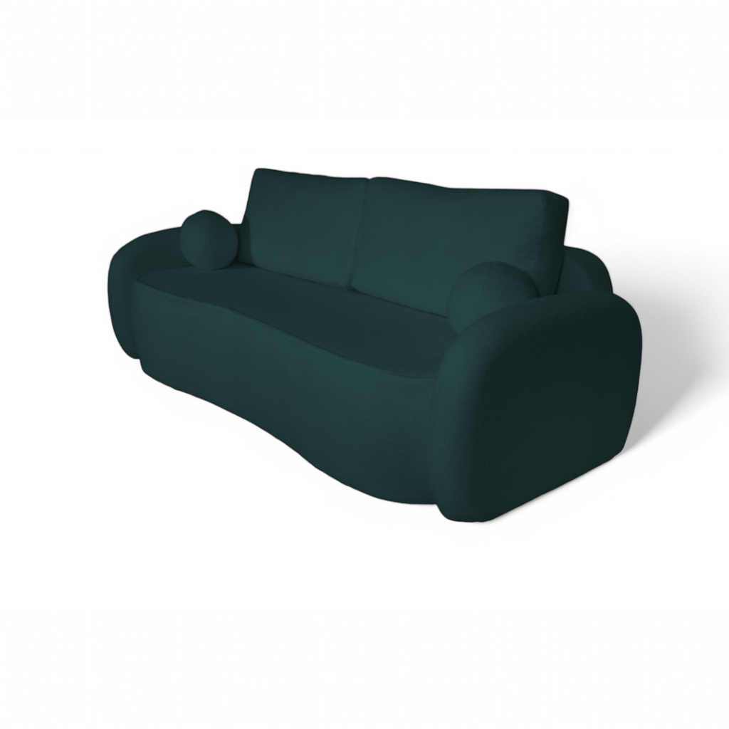 Stylowa sofa z funkcją spania - Luna turkusowa materiał boucle anthology 13 Teal