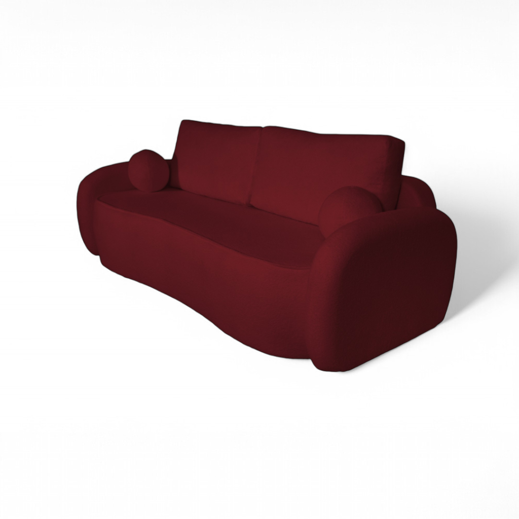 Stylowa sofa z funkcją spania - Luna kolor burgundowy czerwony materiał boucle anthology 8