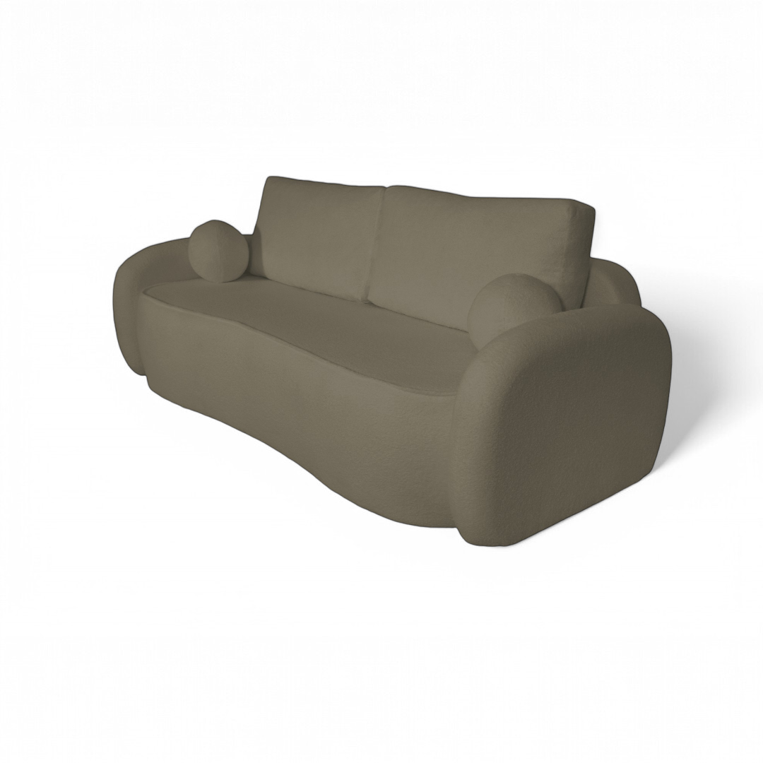 Stylowa sofa z funkcją spania - Luna kolor cappuccino - jasny brąz materiał boucle quelle 16