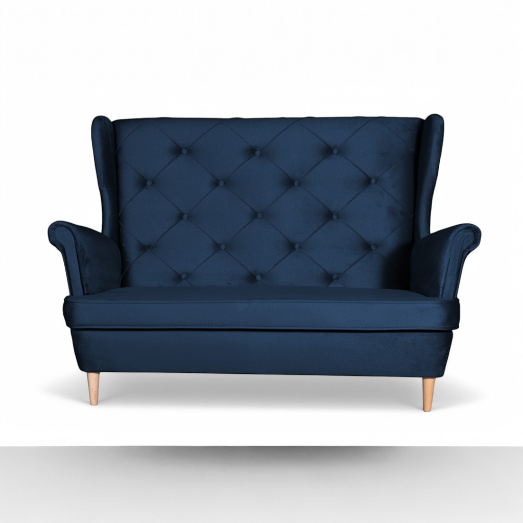 Sofa Uszak Dwuosobowa Granatowa w stylu skandynawskim - Monolith 77