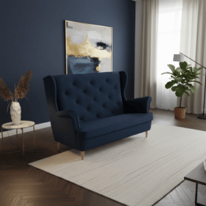 Sofa Uszak Dwuosobowa Granatowa w stylu skandynawskim – Monolith 77