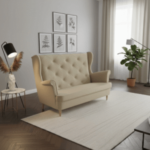 Sofa Uszak Dwuosobowa Kremowa Glamour – Monolith 04
