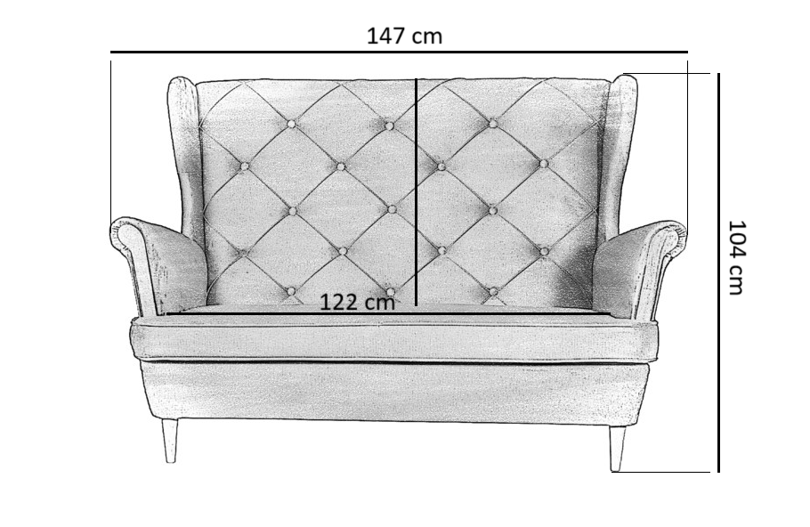 sofa II wymiary przód